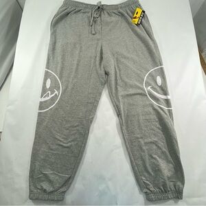 JOE BOXER Men’s Size:XL Joggers/ Sweatpants Gray with Smiley Faces NEW